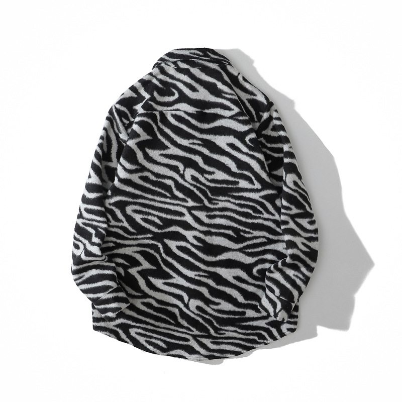 柄シャツ 男女兼用ゼブラ柄長袖シャツ秋冬新作全2色