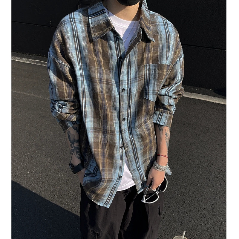 男女兼用チェック柄シャツ春夏新作ゆったりサイズ