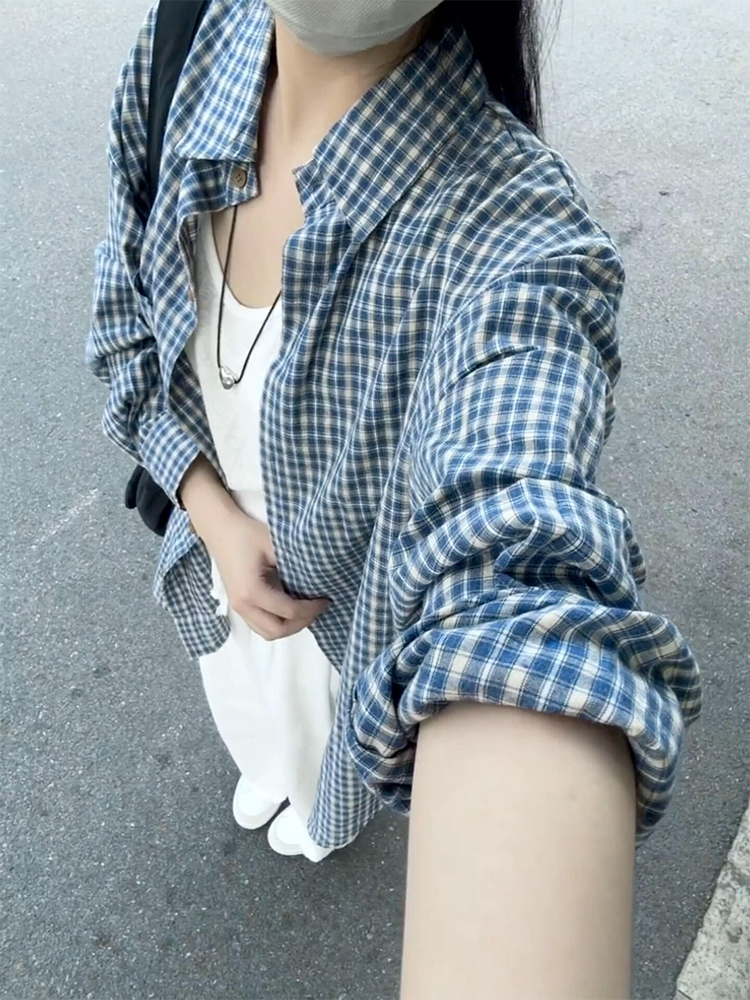 柄シャツ 柄シャツ 格子柄クラシック長袖シャツ