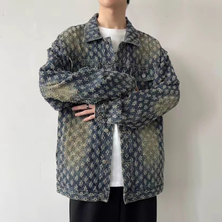 柄シャツ ペイズリー総柄ミリタリーワークジャケットシャツ