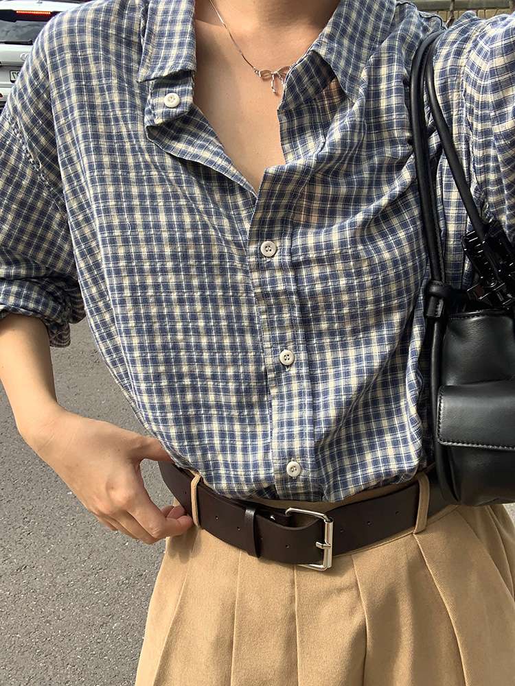 シンプルチェック柄シャツ