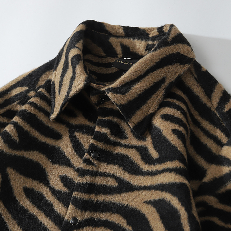柄シャツ 男女兼用ゼブラ柄長袖シャツ秋冬新作全2色