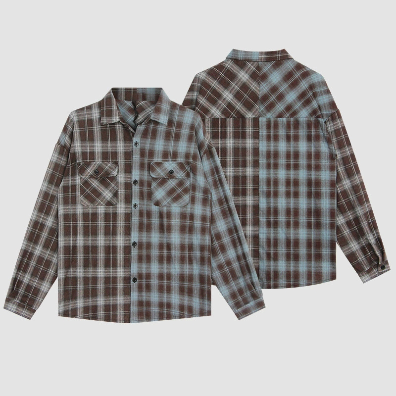 男女兼用チェック柄シャツ春秋カジュアル新作