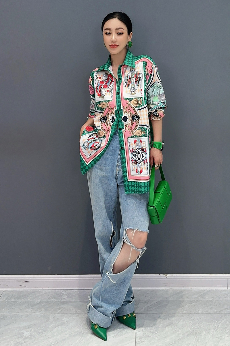 柄シャツ トランプ花札混在柄シャツ