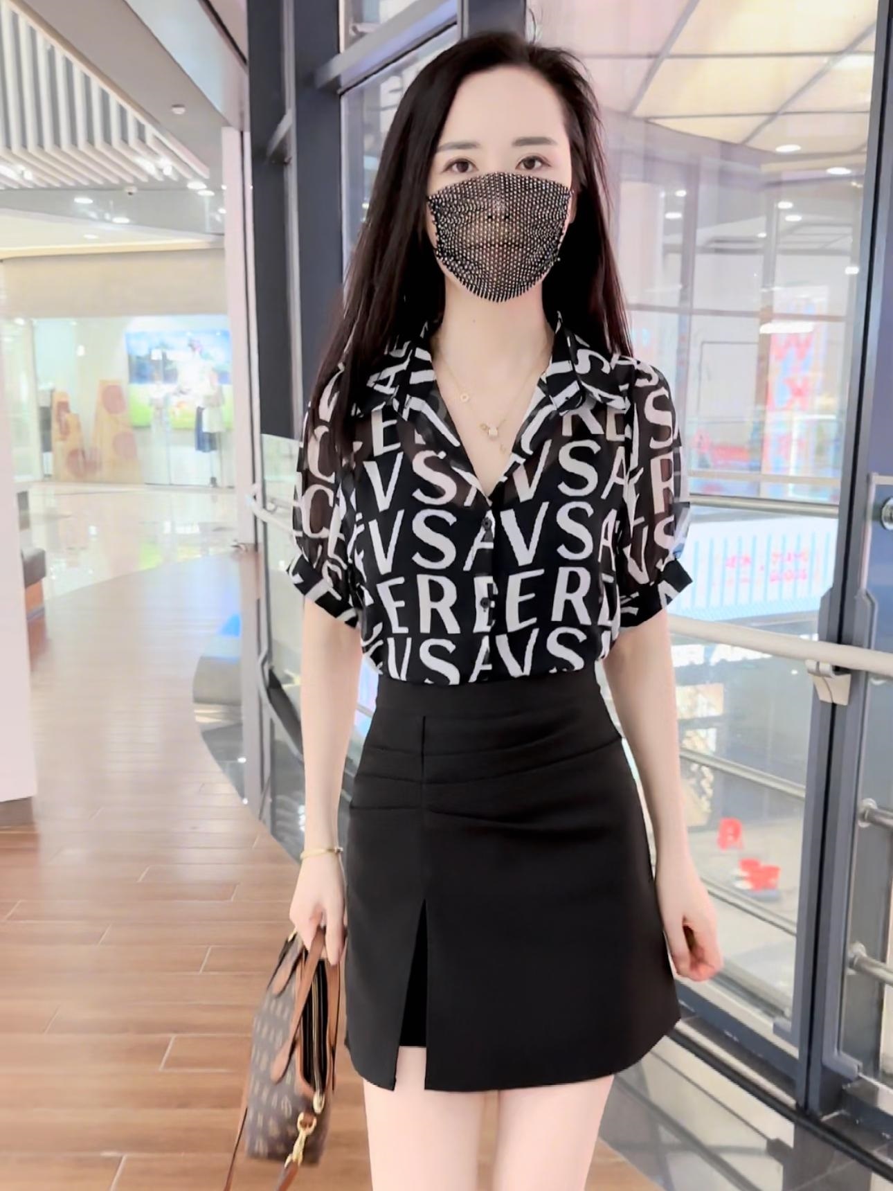 柄シャツ 文字デザイン開襟シャツ