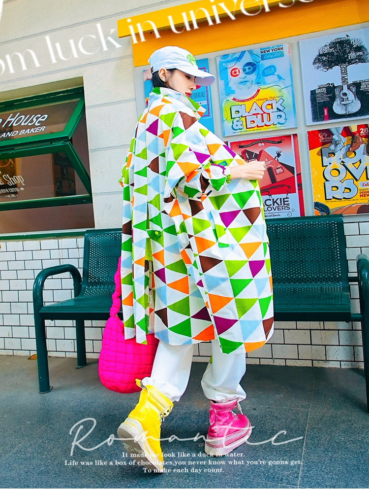柄シャツ 幾何学模様ビビットアートシャツ