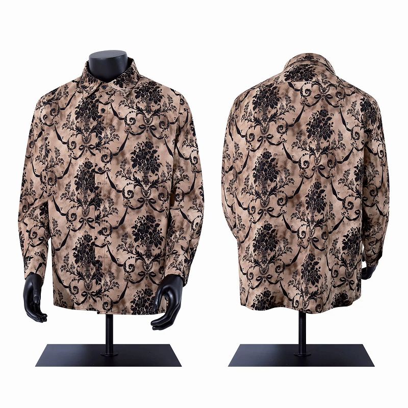 柄シャツ ダマスク柄長袖シャツ 男女兼用 エレガント総柄