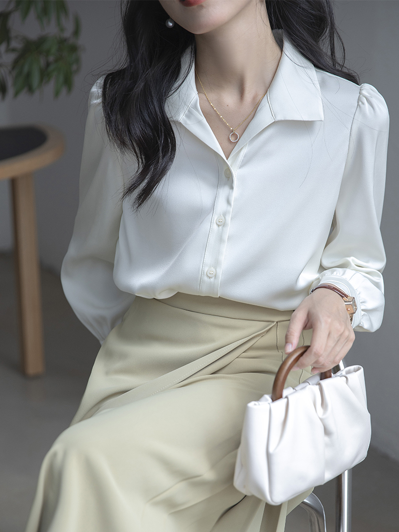 柄シャツ 優雅なパフスリーブシャツ