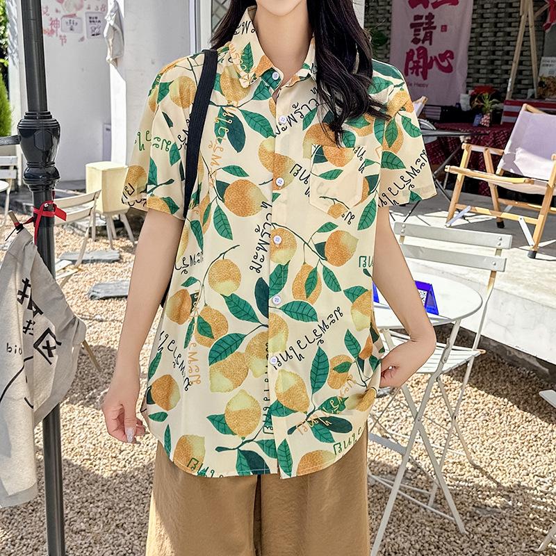柄シャツ 果実の詩 半袖シャツ