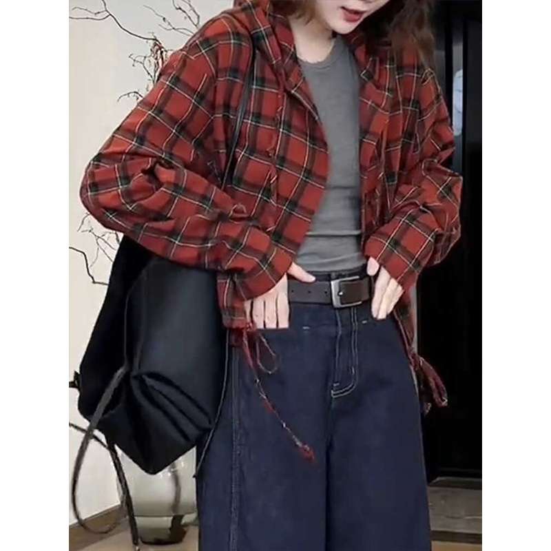 ゆったりシルエット チェック柄 ブルゾン