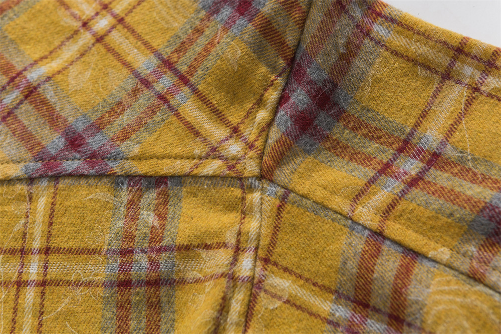 チェック柄シャツ 男女兼用 カジュアル 春秋 全二色