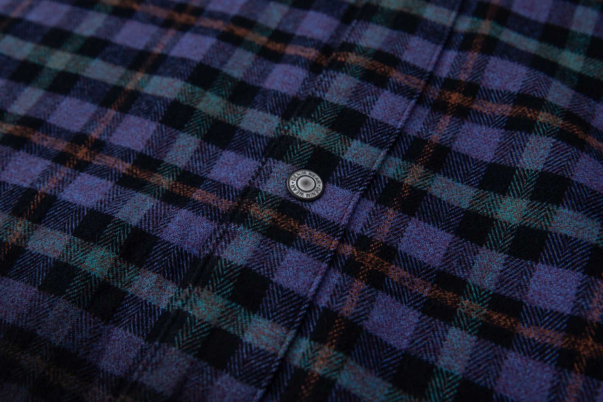 グラデーションチェック柄シャツ 男女兼用 紫ブルー