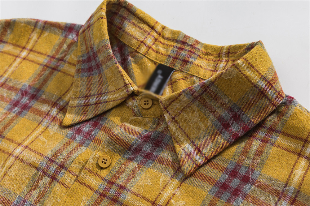 チェック柄シャツ 男女兼用 カジュアル 春秋 全二色