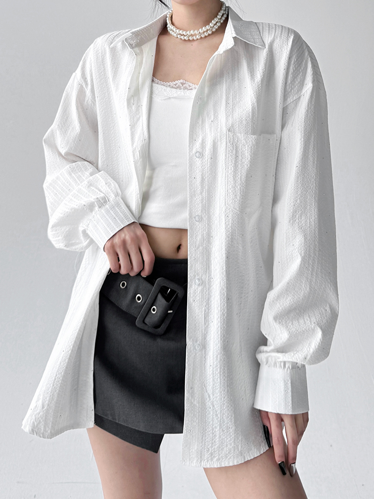 柄シャツ 柄シャツ ストライプ織り風合いゆったりシャツ