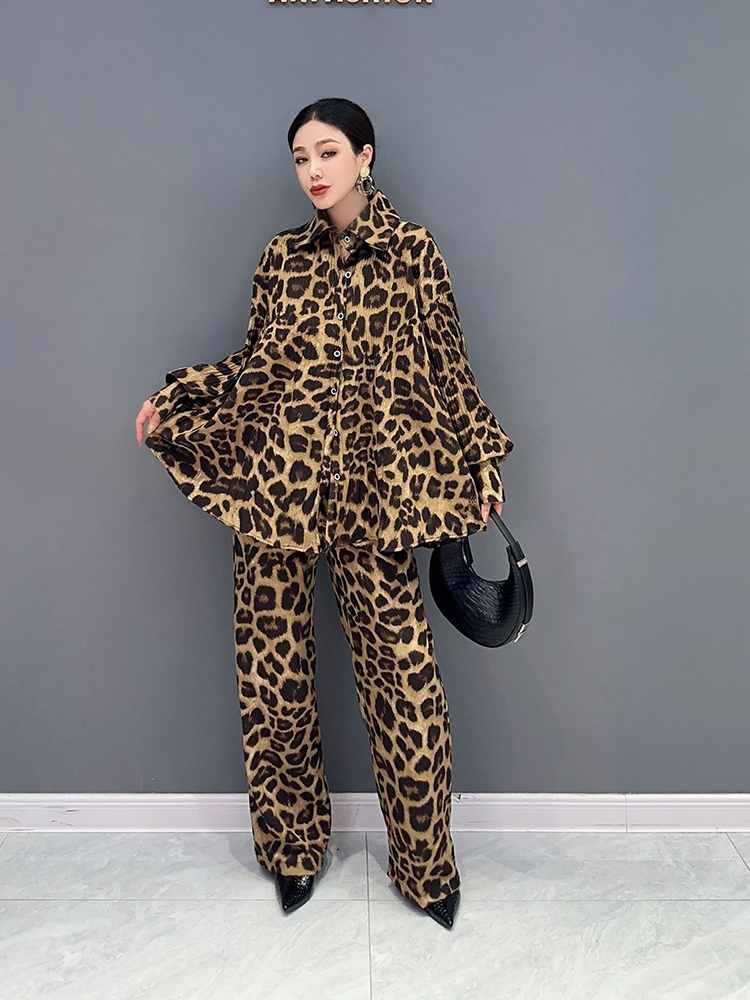 柄シャツ 野性的優美ヒョウ柄セットアップ