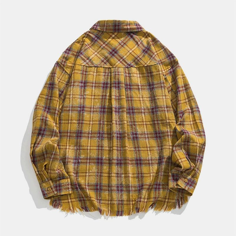 チェック柄シャツ 男女兼用 カジュアル 春秋 全二色