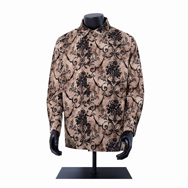 柄シャツ ダマスク柄長袖シャツ 男女兼用 エレガント総柄
