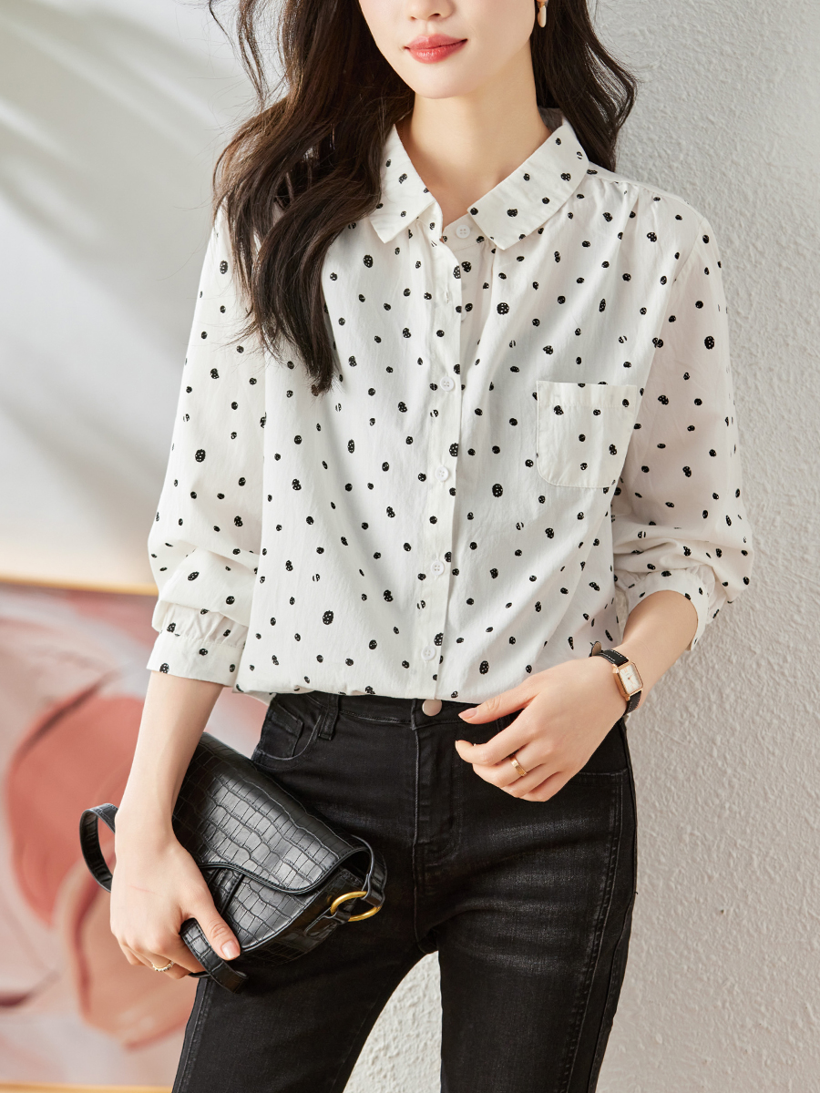 柄シャツ 柄シャツ 水玉模様の優美シャツ