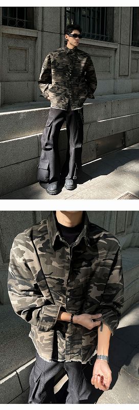 迷彩柄シャツ 長袖 男女兼用 春秋向け