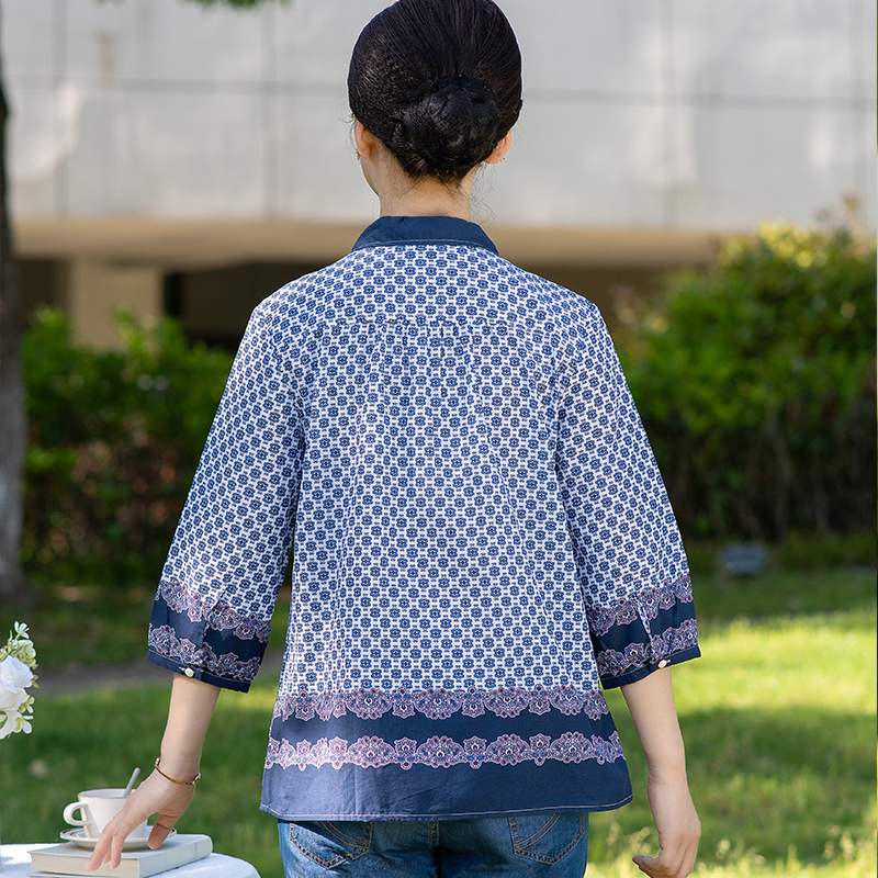 柄シャツ 七宝模様の和風格子総柄シャツ