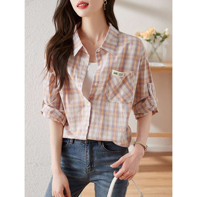 大人可愛い チェック柄シャツ
