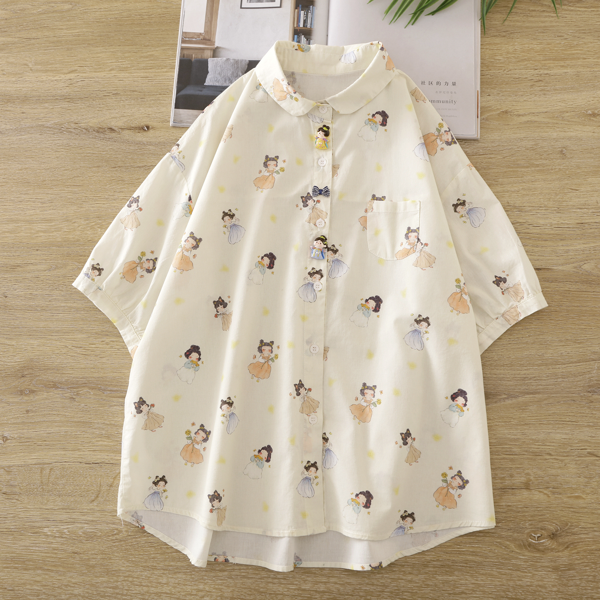 柄シャツ おとぎ話の妖精総柄シャツ