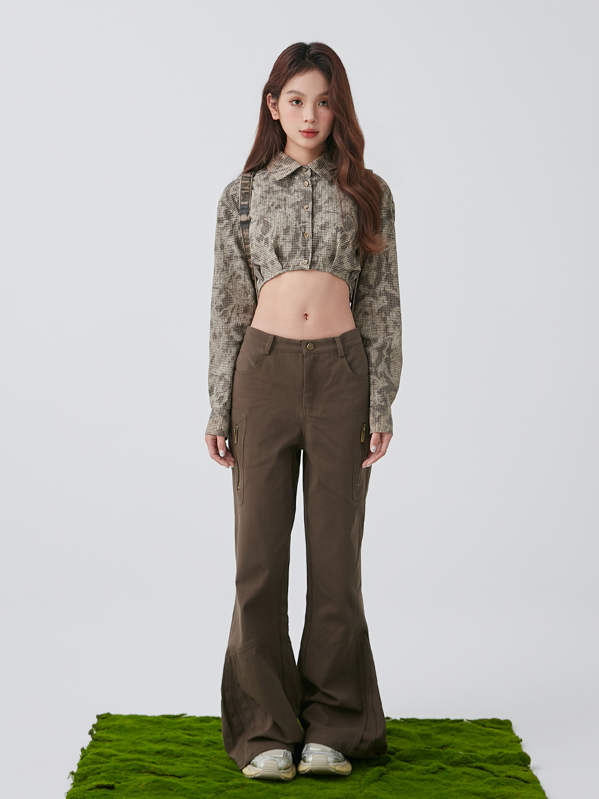 柄シャツ 柄シャツ 格子柄アンティーク風ゆったりシャツ