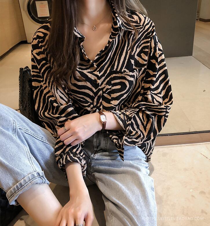レディース ヒョウ柄シャツ 長袖 大人可愛いトップス