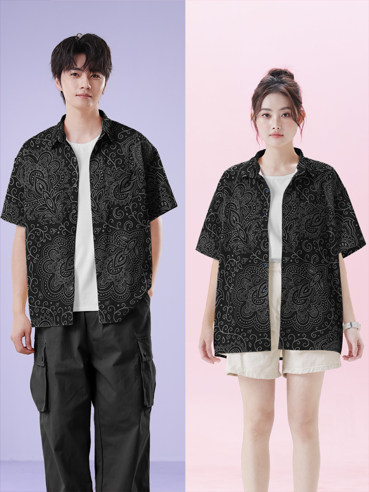 柄シャツ 柄シャツ 優美なペイズリー花模様シャツ