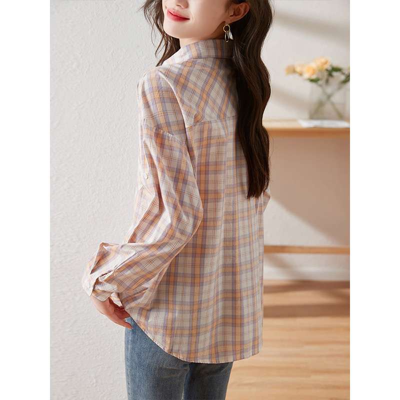 大人可愛い チェック柄シャツ