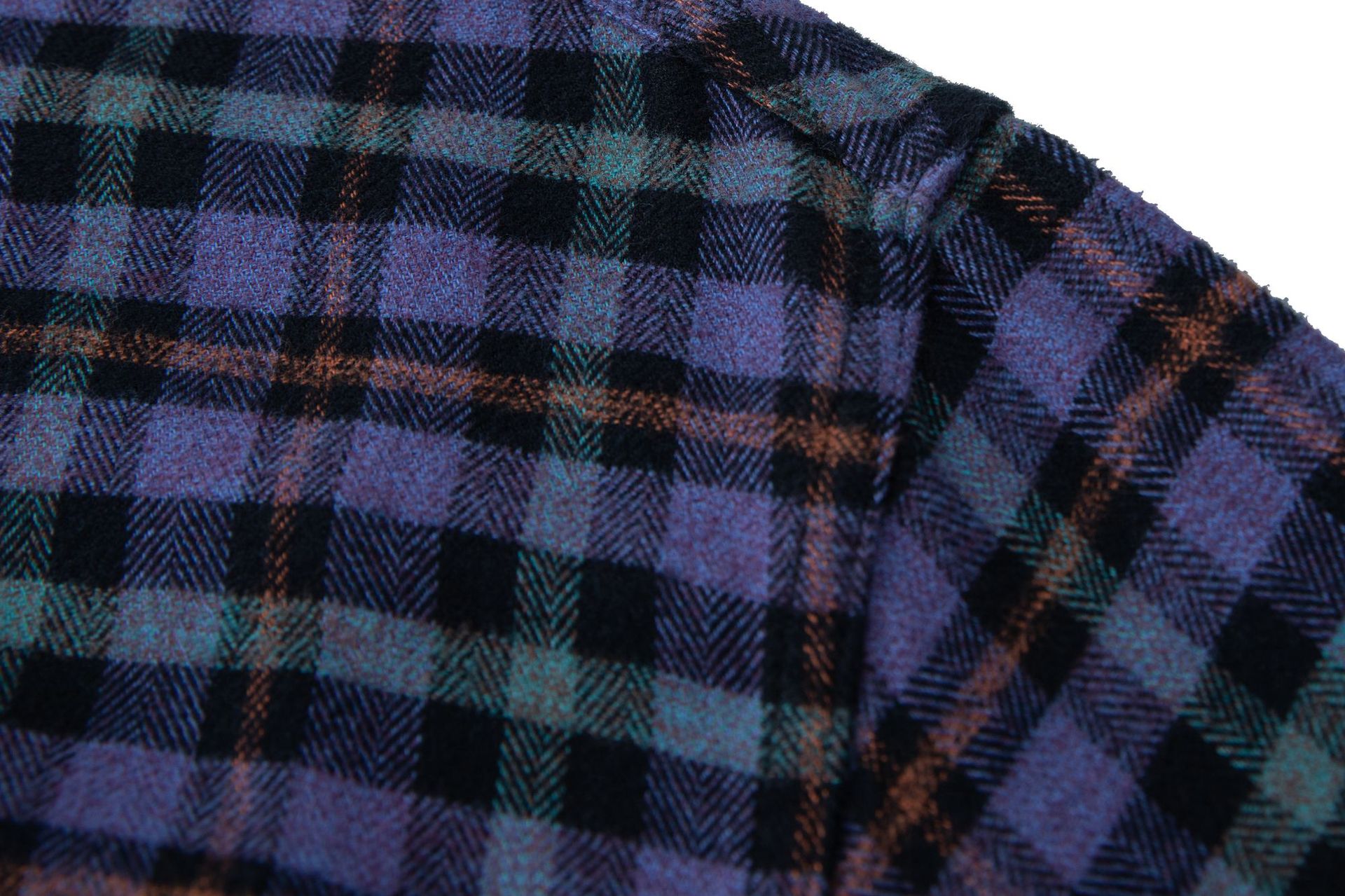 グラデーションチェック柄シャツ 男女兼用 紫ブルー