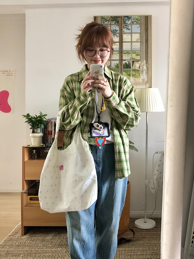 柄シャツ 柄シャツ 自然の息吹 格子模様シャツ