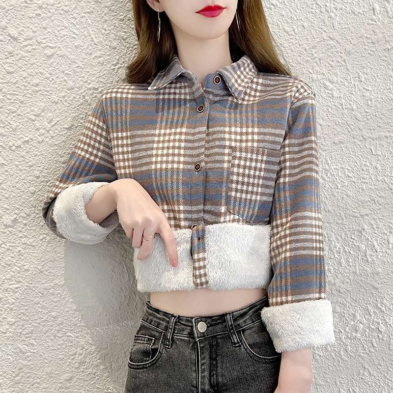チェック柄シャツ　もこもこ裏起毛チェック柄シャツジャケット