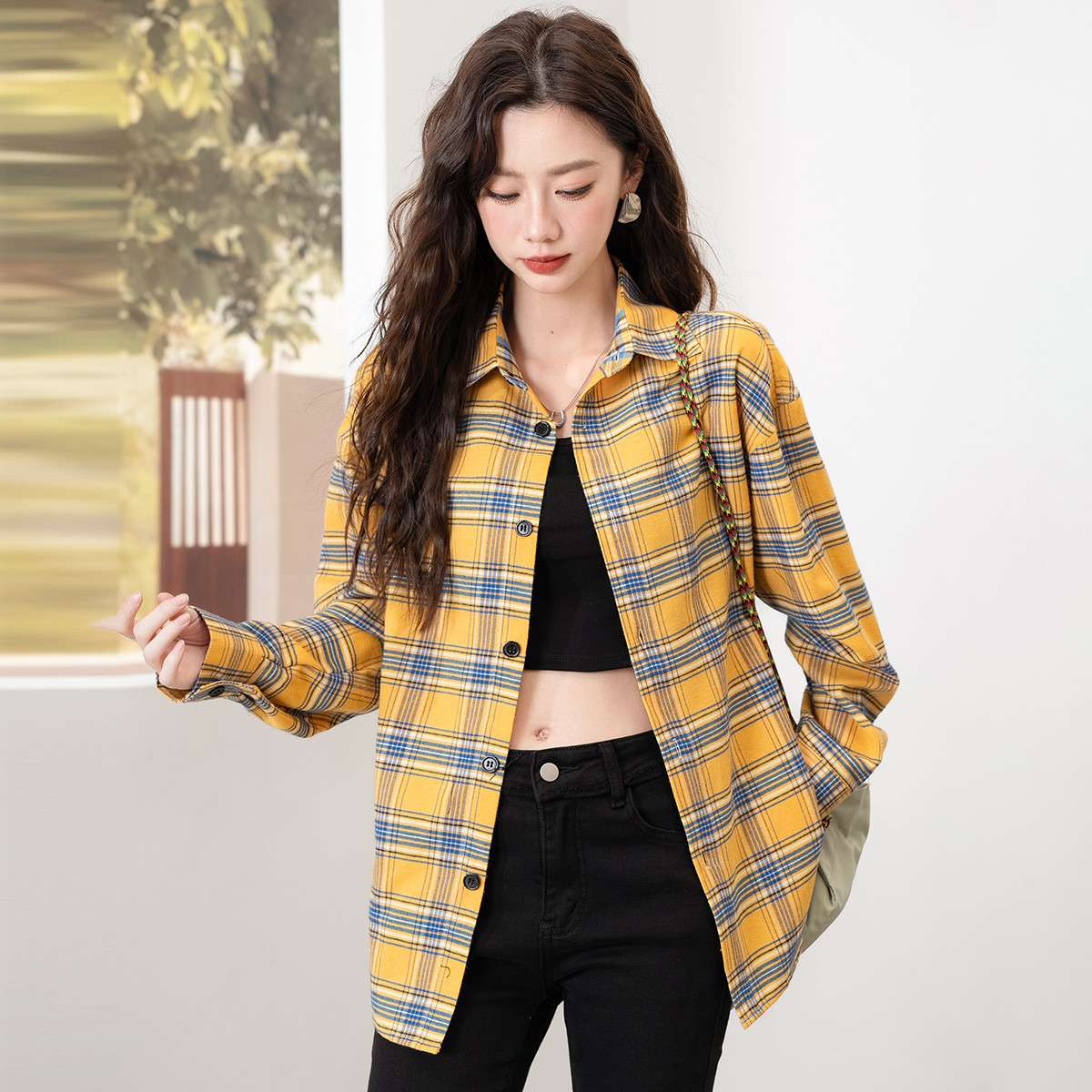 チェック柄シャツ クラシックチェックルーズシャツ