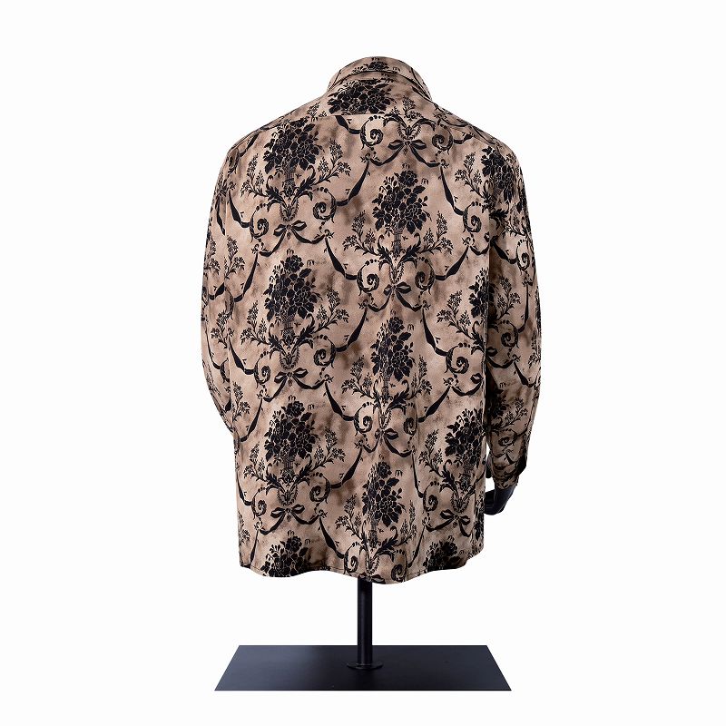 柄シャツ ダマスク柄長袖シャツ 男女兼用 エレガント総柄