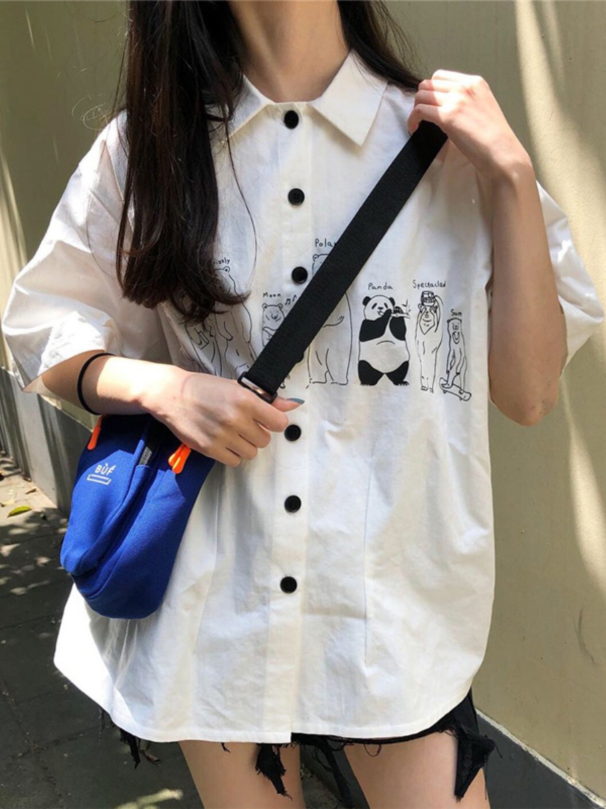 柄シャツ くまパレード イラスト柄シャツ