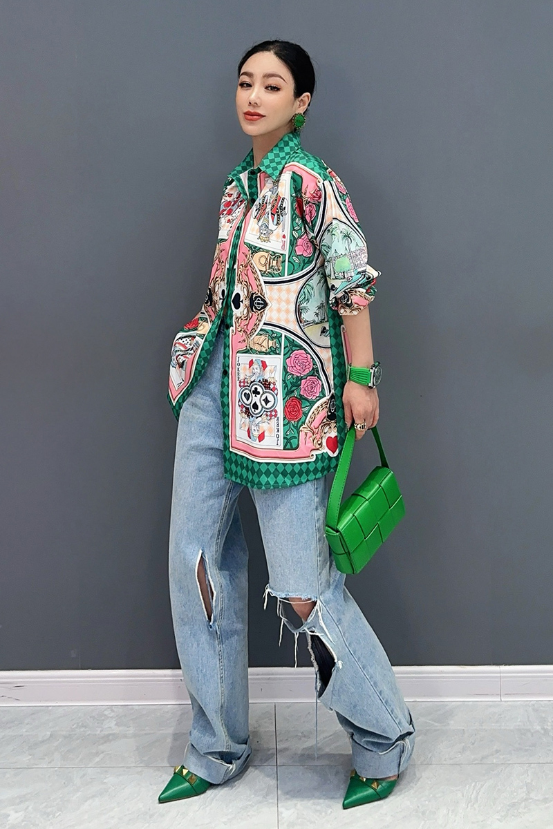 柄シャツ トランプ花札混在柄シャツ
