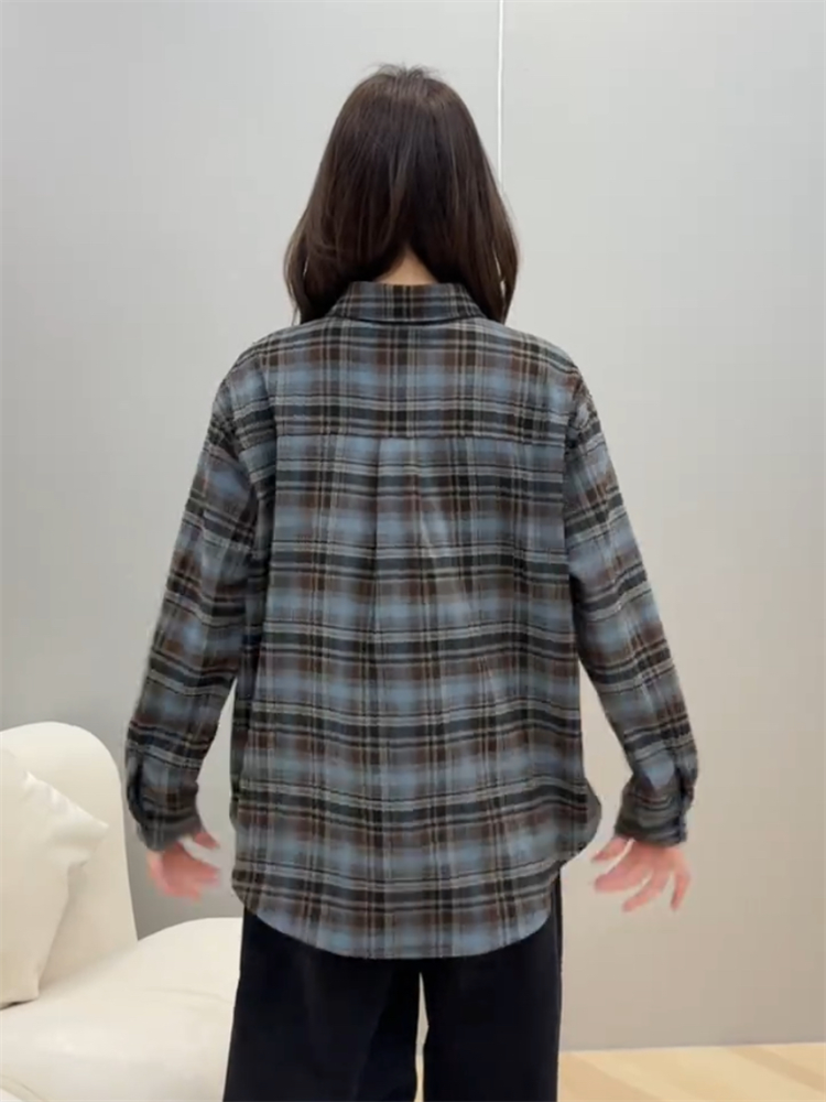 柄シャツ 柄シャツ 伝統格子柄ゆったりシャツ