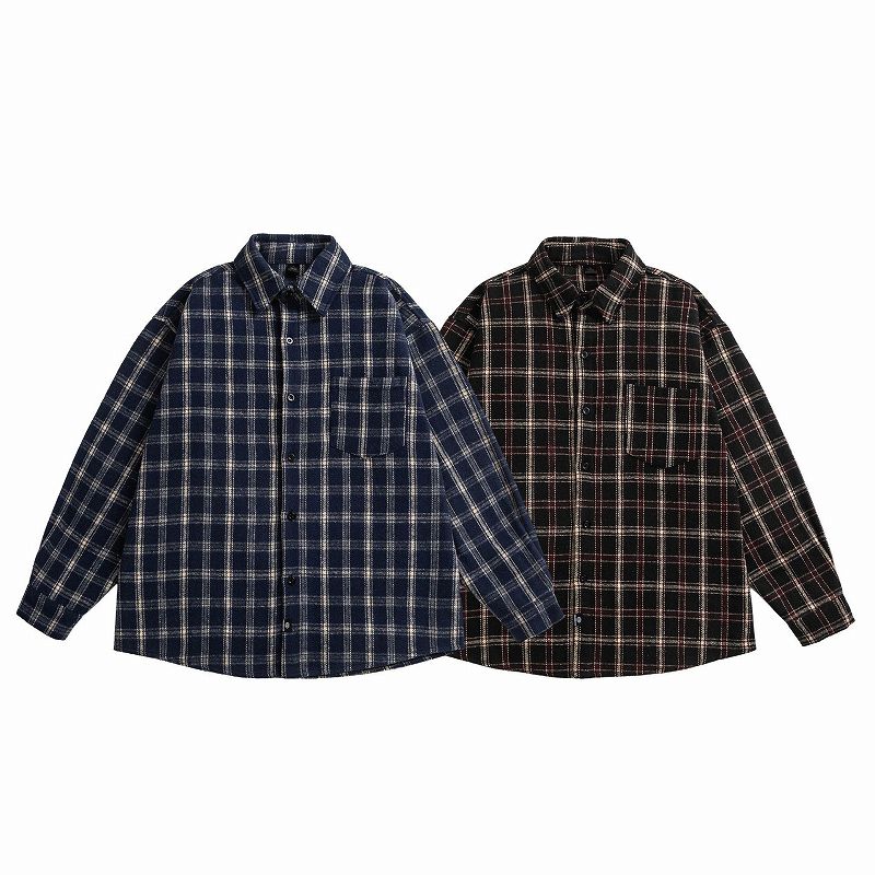 柄シャツ チェック柄長袖シャツ男女兼用カジュアル春秋冬新作全2色