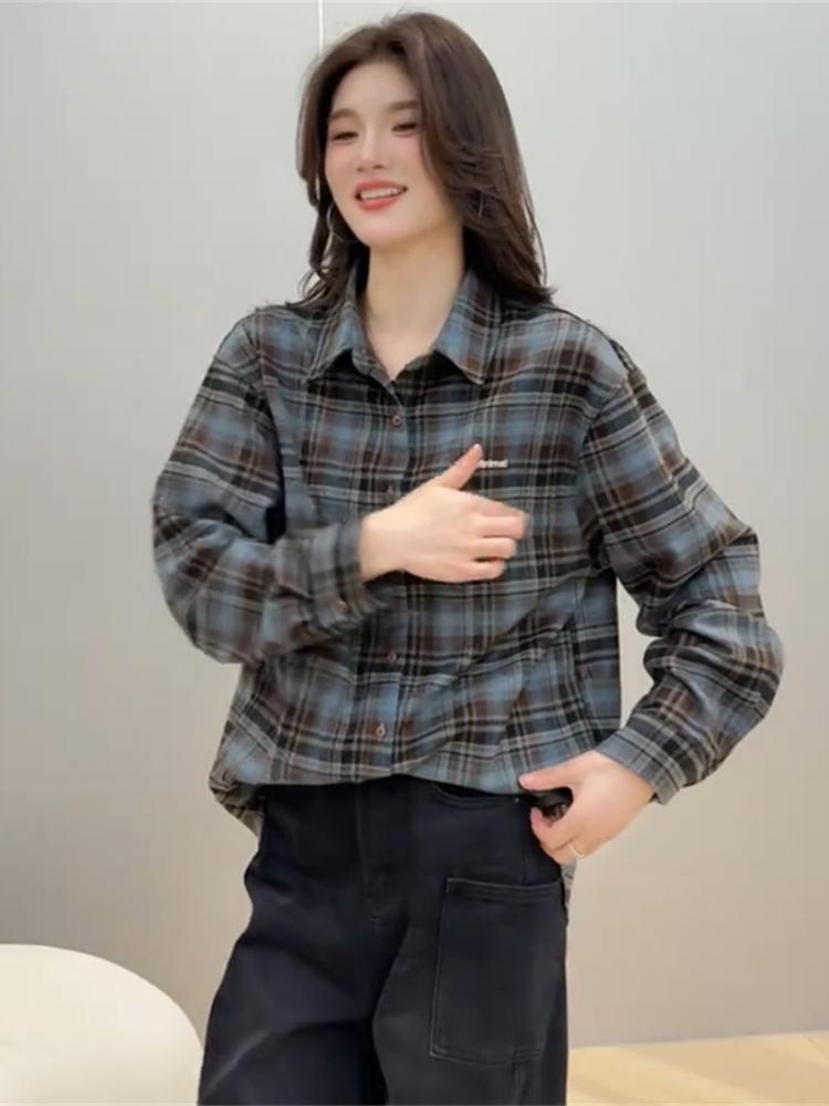 柄シャツ 柄シャツ 伝統格子柄ゆったりシャツ