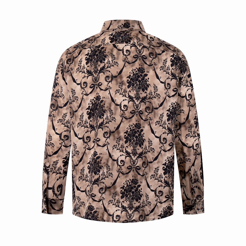 柄シャツ ダマスク柄長袖シャツ 男女兼用 エレガント総柄