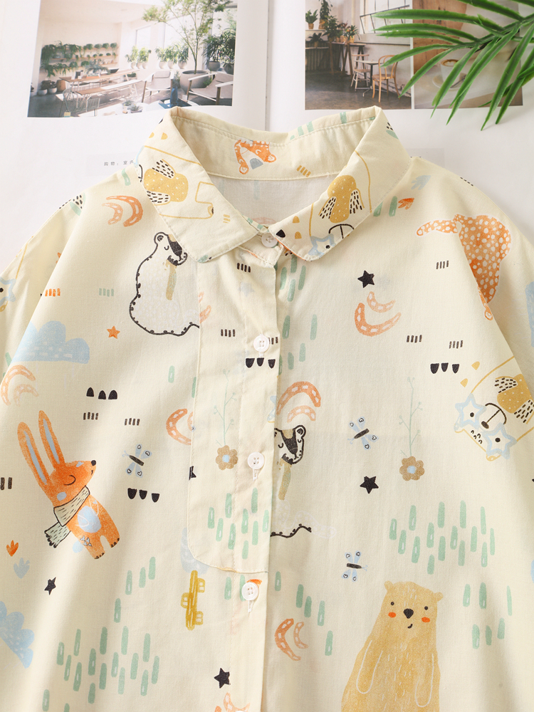 柄シャツ ゆめいろ動物園シャツ