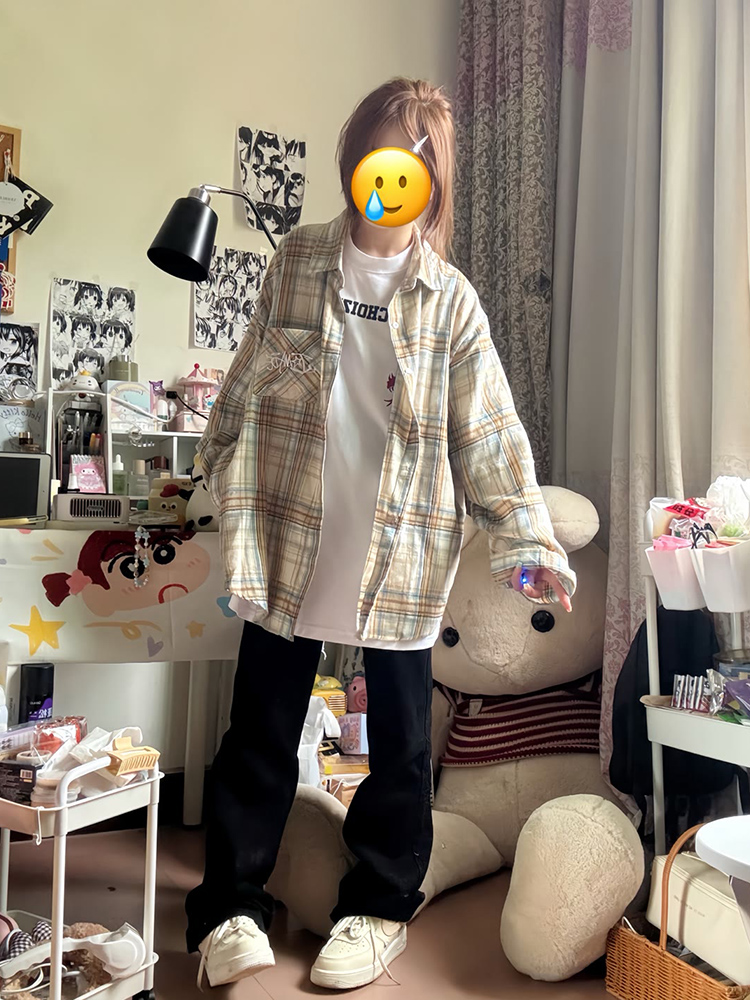 柄シャツ 柄シャツ 優しい肌触り格子模様シャツ