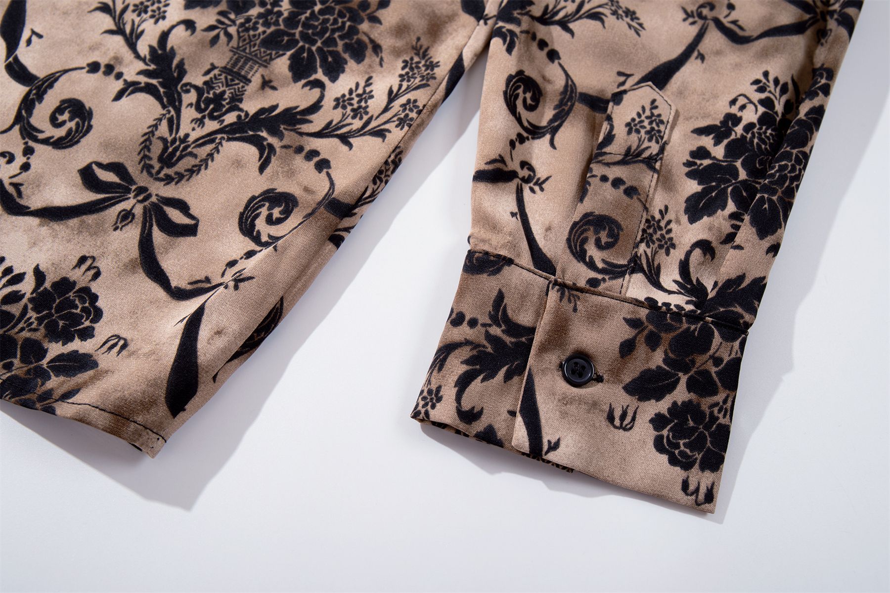 柄シャツ ダマスク柄長袖シャツ 男女兼用 エレガント総柄