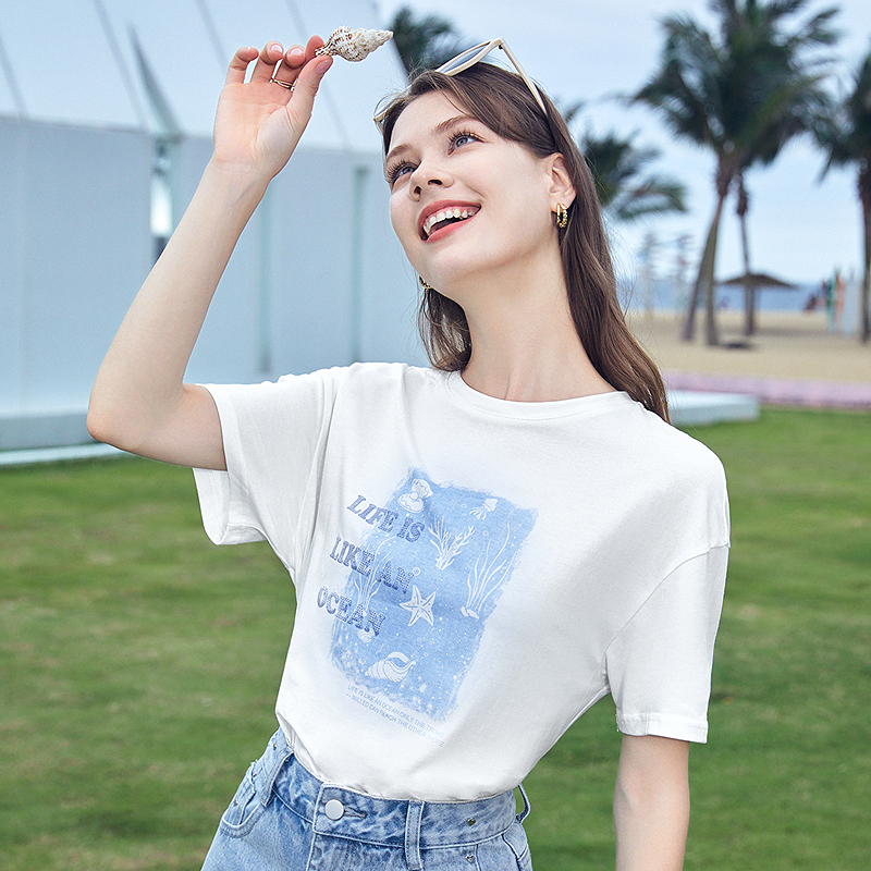 柄シャツ マリンメッセージ プリント半袖シャツ