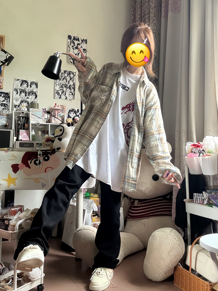 柄シャツ 柄シャツ 優しい肌触り格子模様シャツ