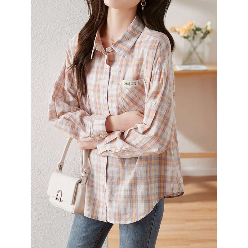 大人可愛い チェック柄シャツ