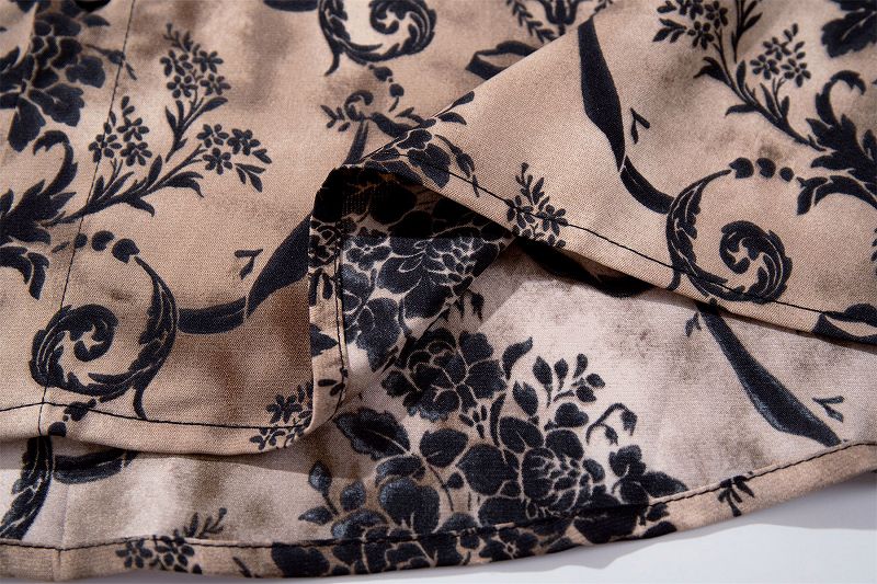 柄シャツ ダマスク柄長袖シャツ 男女兼用 エレガント総柄