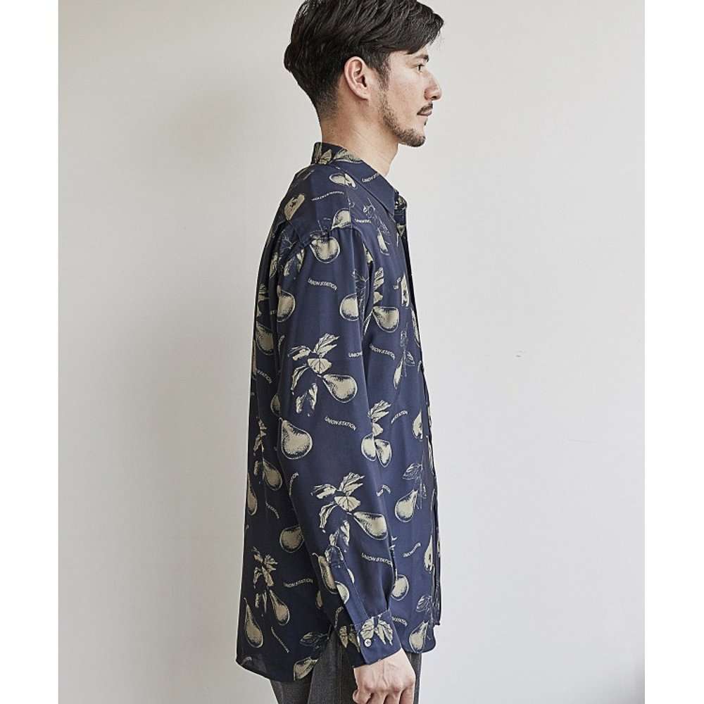総柄シャツ　果実園の洋梨総柄シャツ