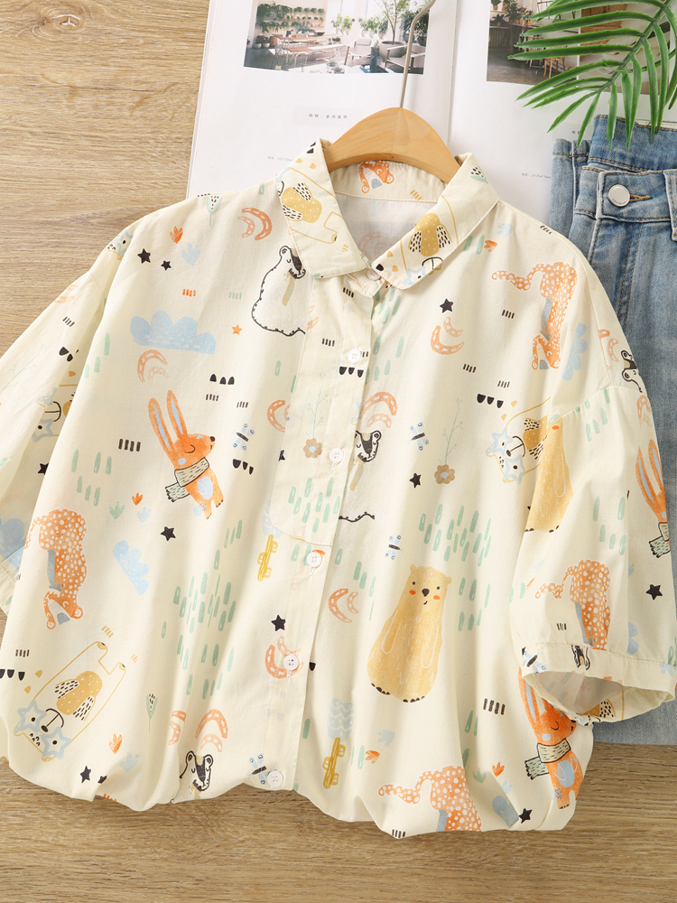 柄シャツ ゆめいろ動物園シャツ